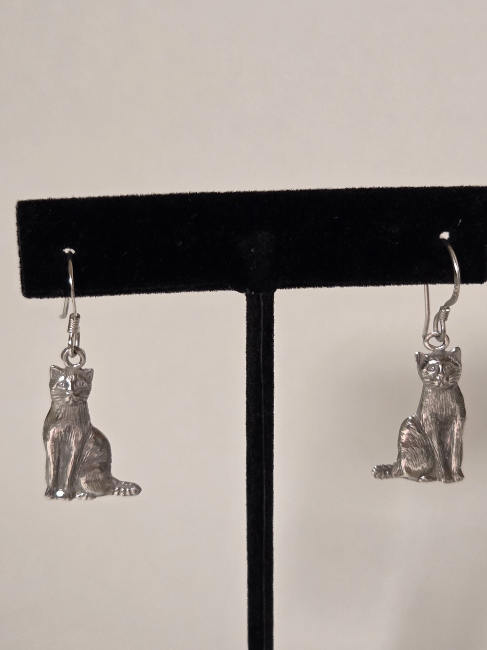 Sterling Silver Cat-Shaped Dangle Earrings